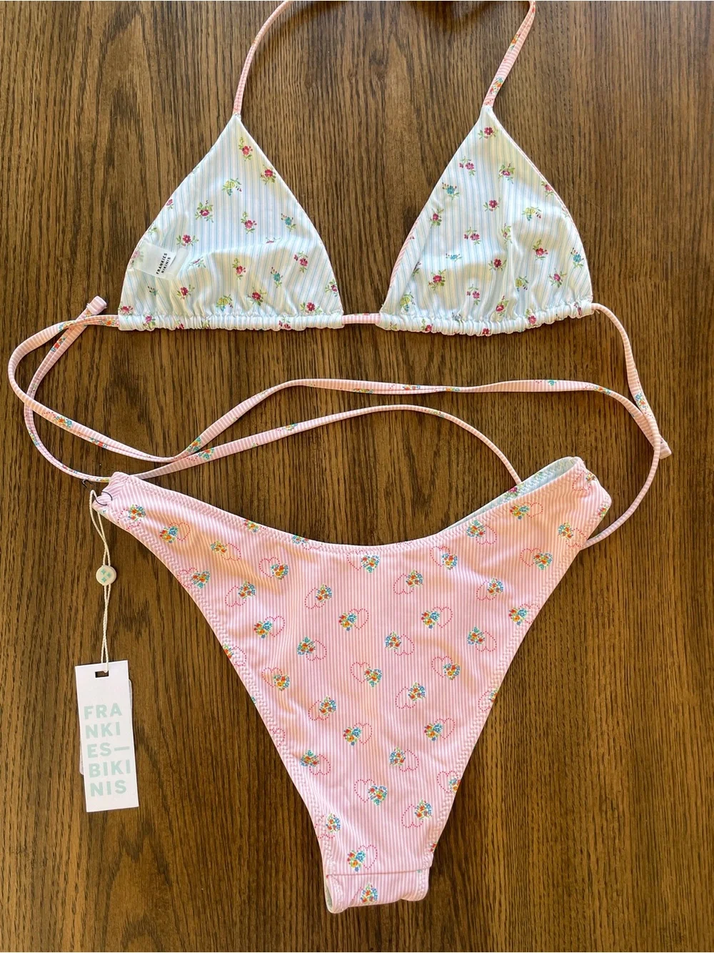 New Frankie’s Bikinis set reversible floral coquette summer beach vacation sexy